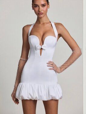overload mesh bodycon corset mini dress in ivory Long Sleeve Embellished Corset Mini Dress in Ivory - 6